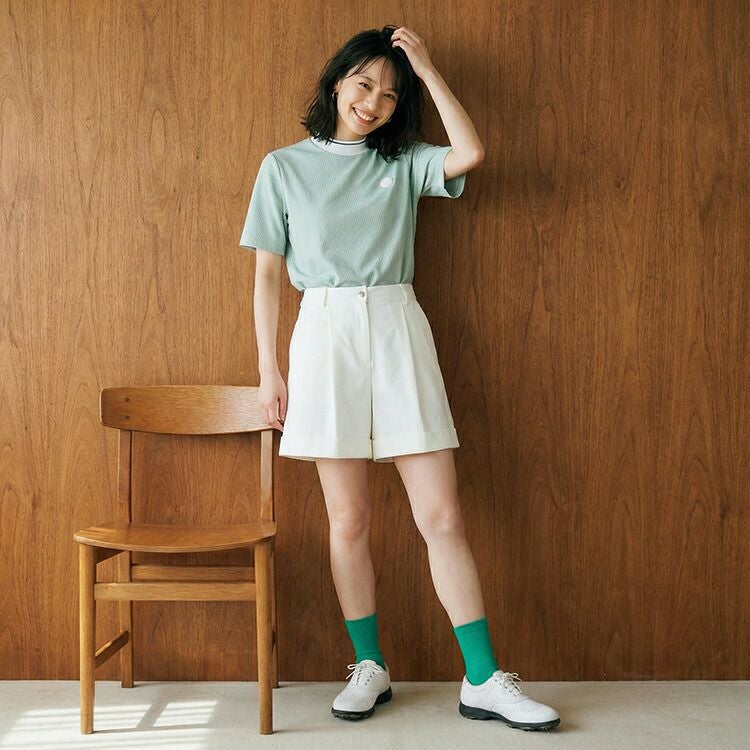 【疲れにくく汚れが付きにくい靴下】ゴルフレディース靴下汚れが付きにくい抗菌防臭滑り止めクルーソックス23-25cm泥汚れ防止疲れにくいパイルソックス耐久性ゴルフウェアゴルフ小物ロゴ刺繍ビビットカラーブルーミントイエローピンクレッドブラック