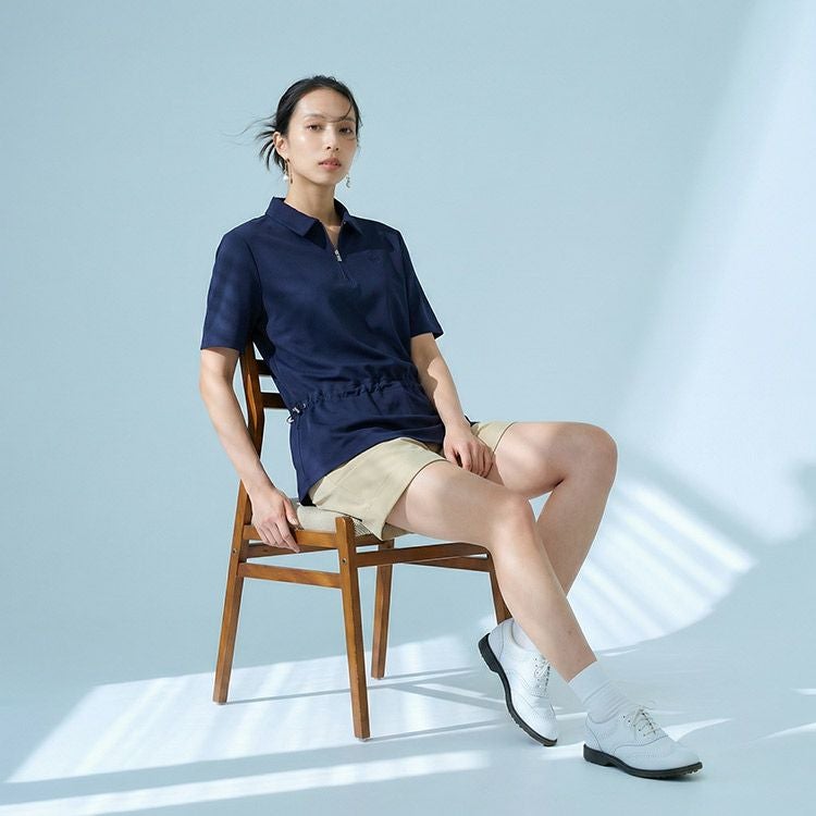 セール30％OFF】ウエストアジャスタブル・2wayハーフジップポロシャツ