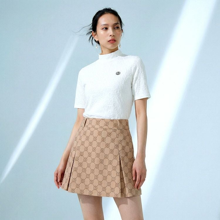 PUMA GOLF【M】セットアップ モックネック ＆ストレッチ スカート 新作/送料無料】モノグラム柄 セットアップ（モックネック＆Aライン
