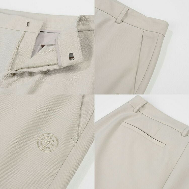 動きやすいストレッチ素材で仕立てたテーパードパンツ