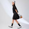 【新作/送料無料】ゴルフウェアレディーススカートティアード二重フレアインナーパンツ一体型キュロットSMLLL大きいサイズ伸縮ストレッチウエストゴム体系カバー着痩せスッキリ軽いクッション素材Dカン付おしゃれ春夏秋g0011キスオンザグリーン