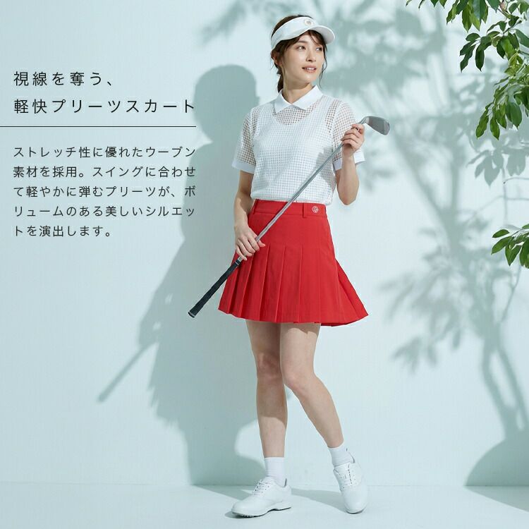 J.jane レディース ゴルフウェア スカート レッド セール55％OFF/送料無料】ゴルフウェア レディース プリーツスカート