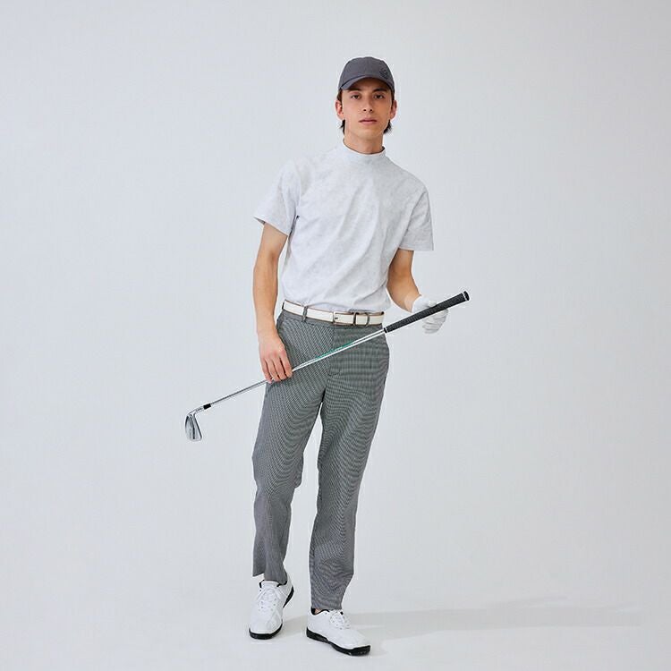 【新作/送料無料】ゴルフウェアメンズ半袖マーブルモックネックトップス