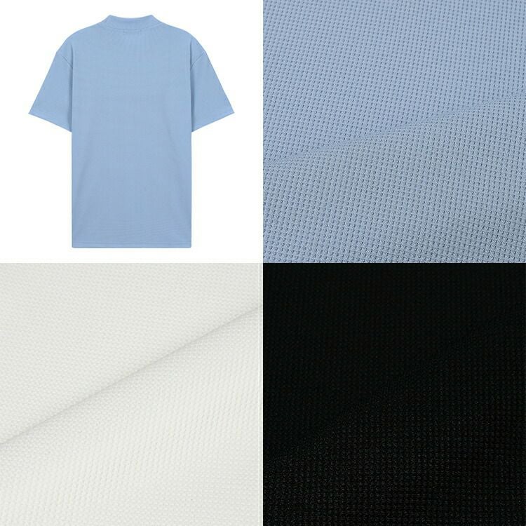 【新作/送料無料】ゴルフウェアメンズ半袖ワッフルモックネックトップス