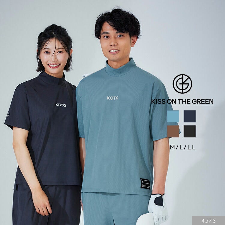 川崎志穂プロコラボ【新作・送料無料】ゴルフウェアメンズレディースユニセックスモックネックトップストレーニングストレッチ伸縮性ゴルフウェアMLLLチャコールスモーキーグリーンモカネイビーキスオンザグリーン