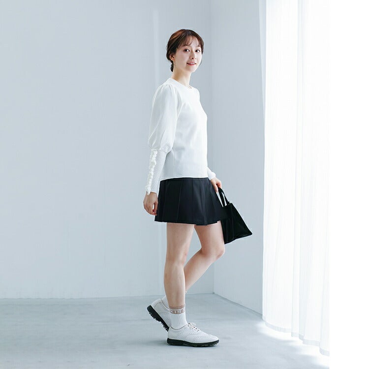 セール45％OFF】ゴルフウェア レディース ニット 袖フリルリブニット