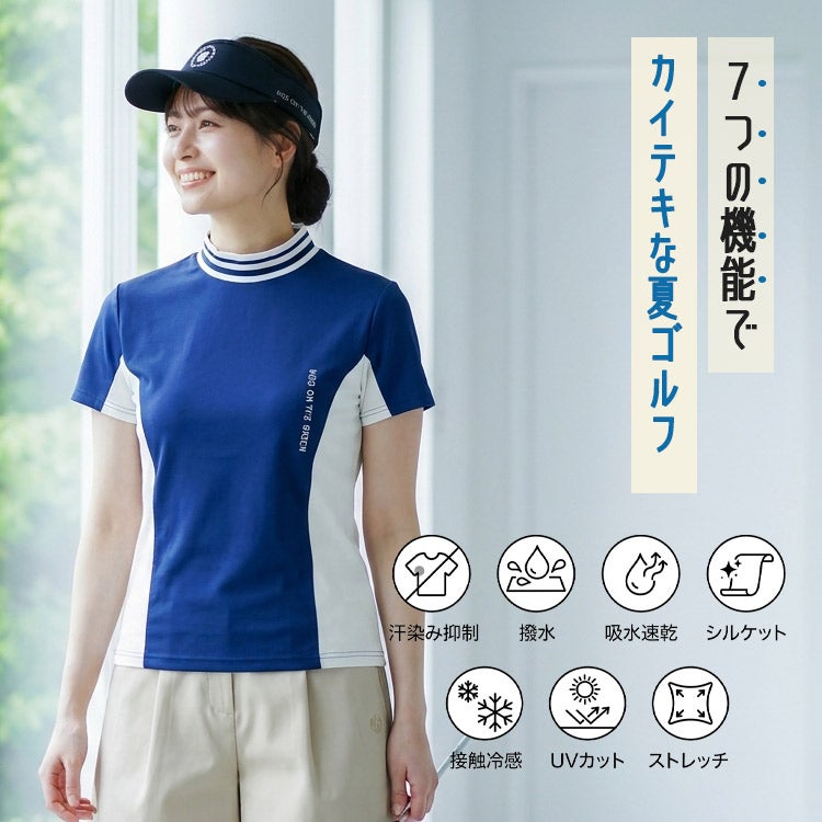 【新作/送料無料】ゴルフウェアレディースモックネック半袖