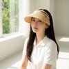 【UVPROTECTION】サンバイザー麦わら帽子レディースストローハット紫外線対策広つば日よけゴルフスポーツテニスアウトドアおしゃれかわいい上品蒸れないフリーサイズr5003