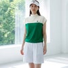 【新作/送料無料】ゴルフウェアレディースモックネック夏配色トップス半袖ハイネック裾スピンドルドローコード絞り調整4597シャツデザインカットソー体型カバーおしゃれ可愛いMLLL