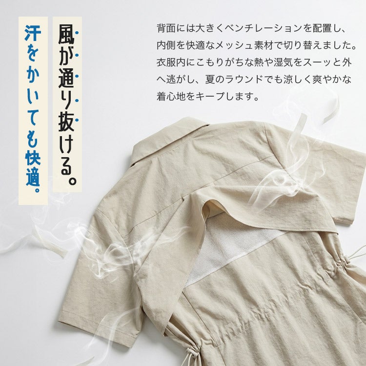 ノースフェイス　ゴルフウェア　街着　韓国限定品　レディース　L ワンピース ゴルフウェア レディース 撥水加工・半袖 ジップアップワンピース