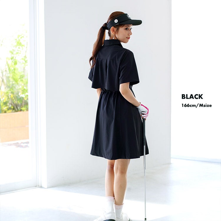 ノースフェイス　ゴルフウェア　街着　韓国限定品　レディース　L ワンピース ゴルフウェア レディース 撥水加工・半袖 ジップアップワンピース