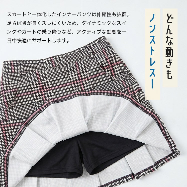 新作・送料無料】ゴルフウェア レディース グレンチェック柄モック 新作・送料無料】ゴルフウェア レディース グレンチェック柄モック