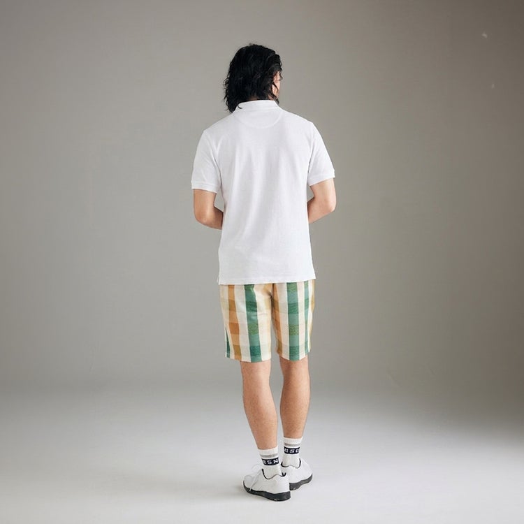 ゴルフパンツ メンズ チェックプリントハーフパンツ 春夏 ドライタッチ