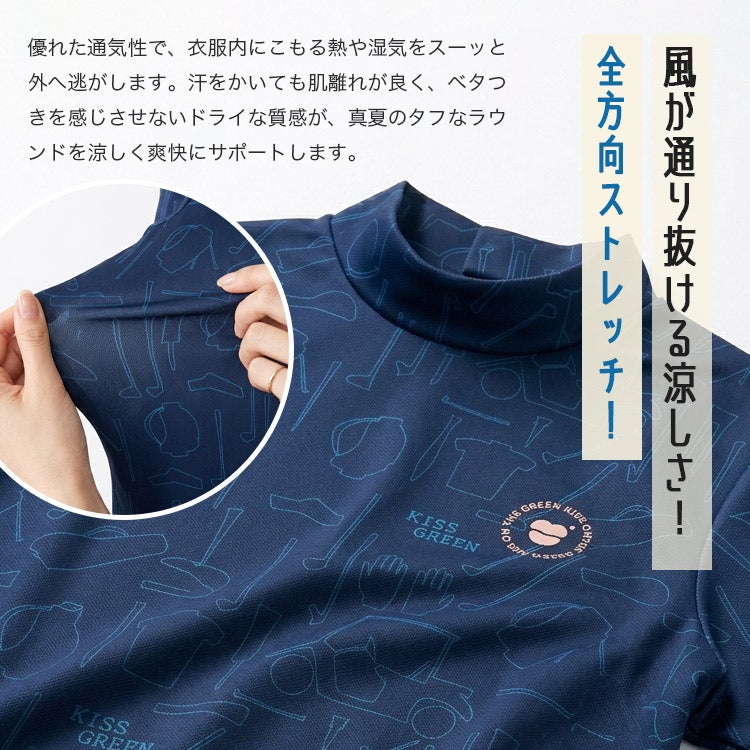 新作・送料無料】ゴルフウェア レディース ゴルフプリントモックネック