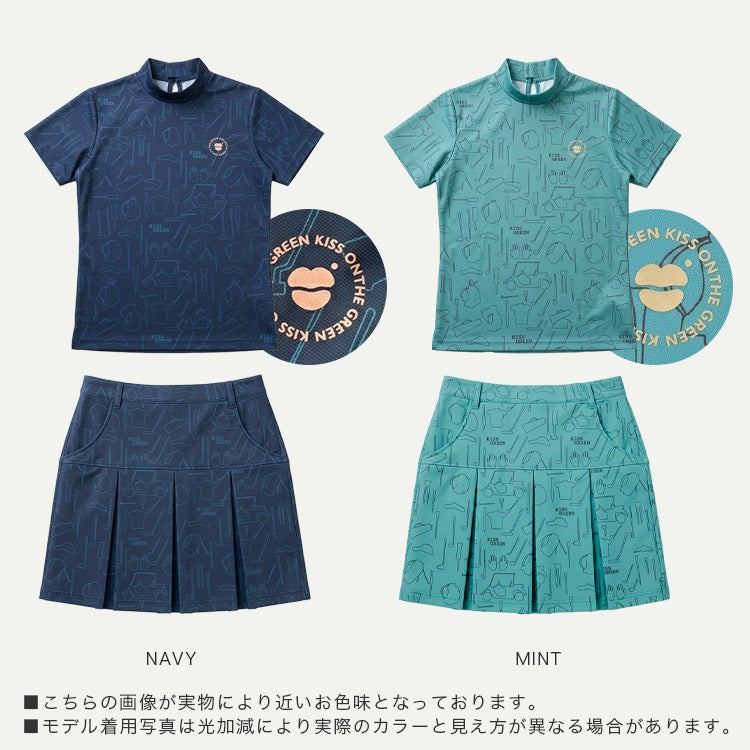 新作・送料無料】ゴルフウェア レディース ゴルフプリントモックネック